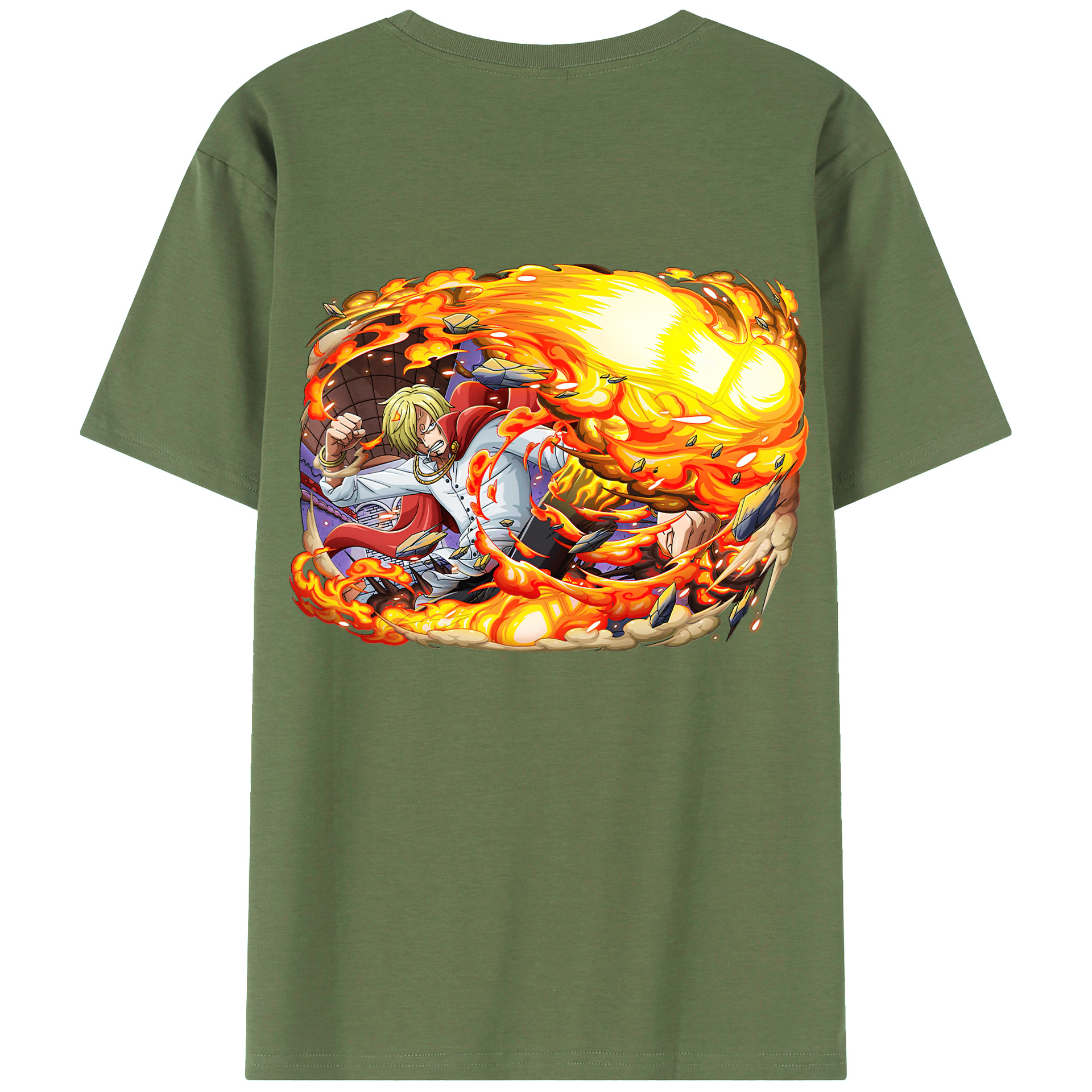 （画像用） ワンピース サンジ ONE PIECE Sanji 綿100％ メンズ半袖Tシャツ（バックプリント） 通気性